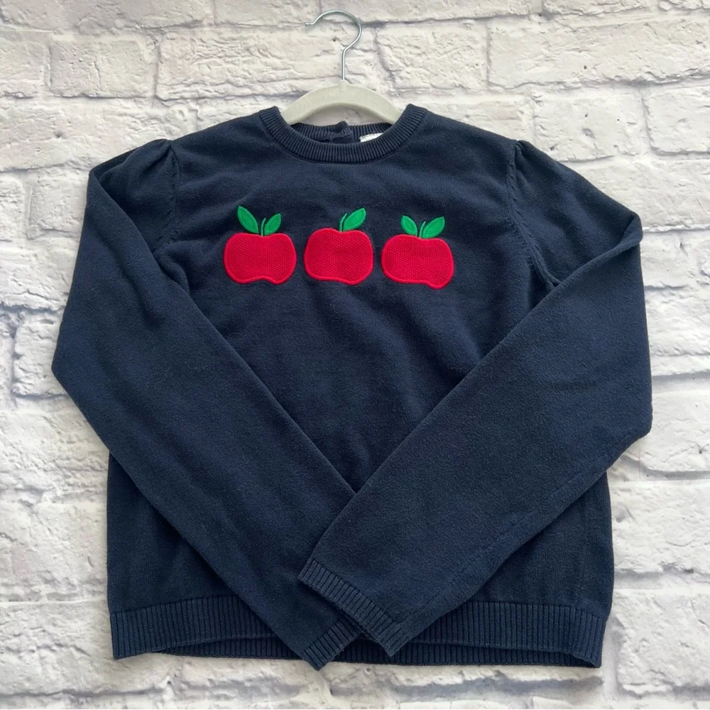 Gymboree Girls Embroidered Apple Sweater - Teacher's Favorite - Blue‎ SIZE 10